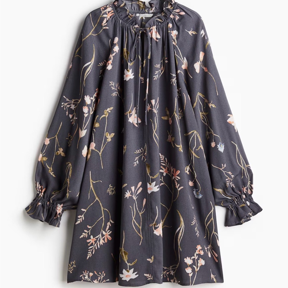 H&M - Floral Ruffle Collar Dress